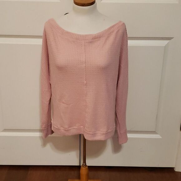 Caslon Womens Pink Boat Neck Dolman Sleeve Thermal Waffle Knit Top Sz Small NWOT - Picture 1 of 5